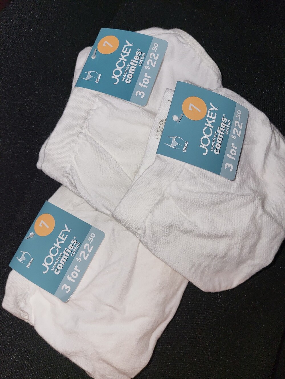 Jockey White Seamfree Comfies Cotton Bikini Briefs - 3 Pack, Size 7